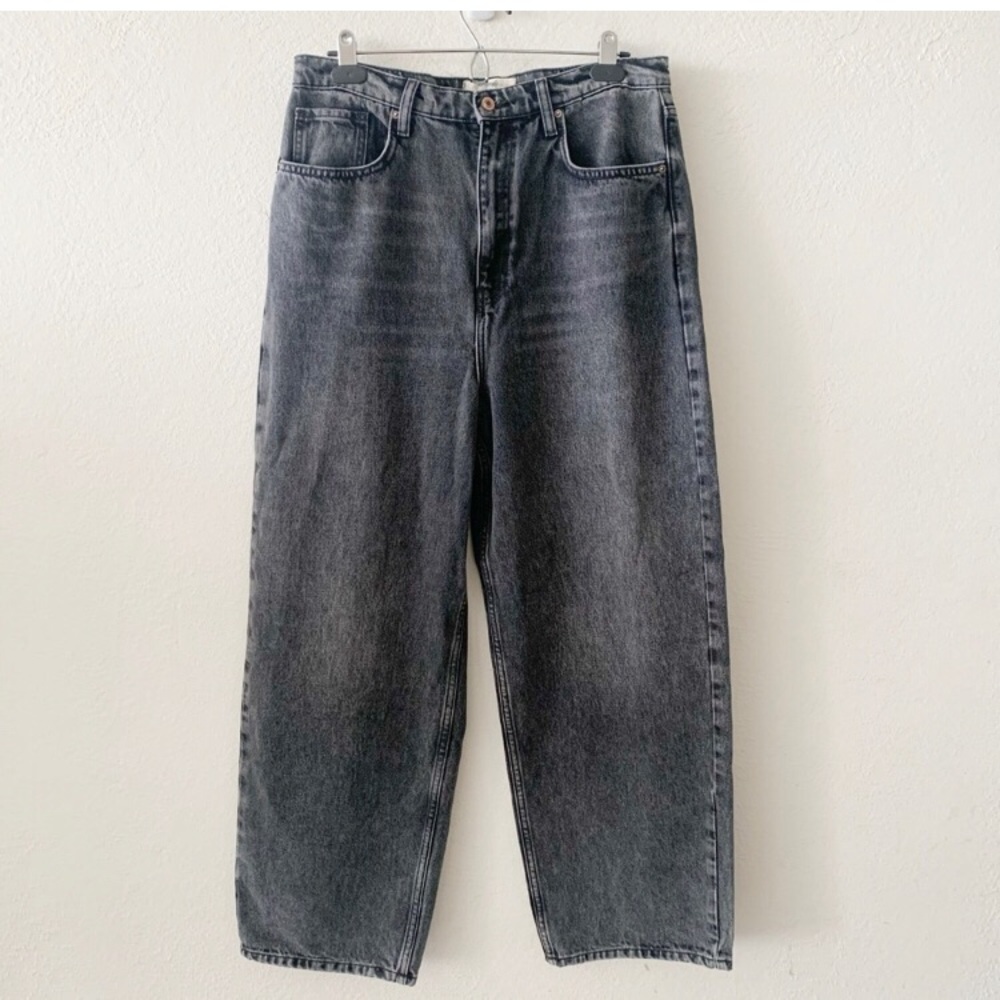 We the Free Frank Dad Jean Free People Wide Leg High Rise Women's Black Jeans 31